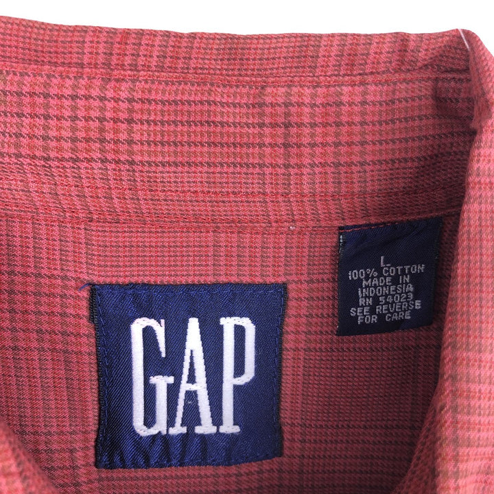 90'S GAP Vintage Long Sleeve Button-Down Check Shirt, Men's Size L cotton red type Vintage Second Hand