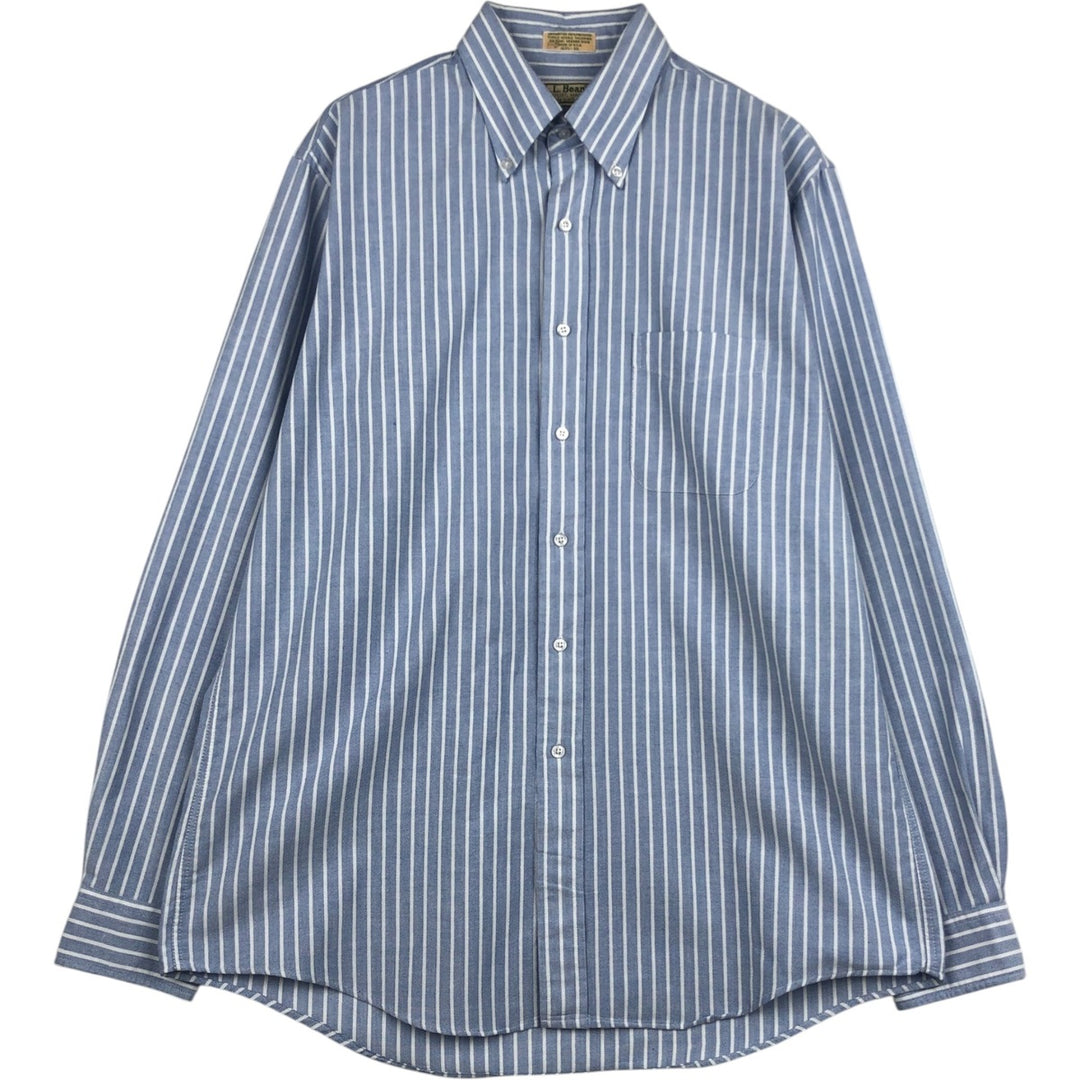 Vintage 80s-90'S LLBean long-sleeved button-down striped shirt, Made in USA, Men's XL cotton Blue type light blue Vintage Second Hand
