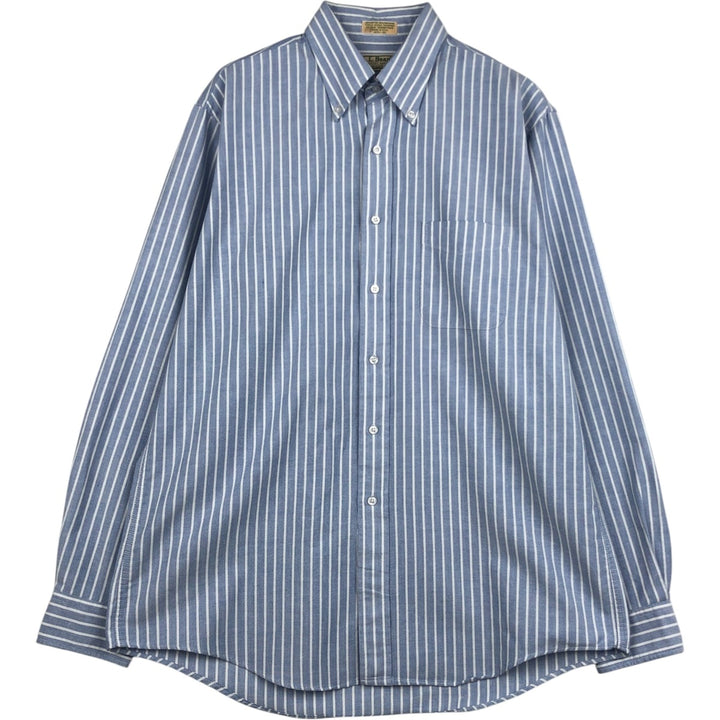 Vintage 80s-90'S LLBean long-sleeved button-down striped shirt, Made in USA, Men's XL cotton Blue type light blue Vintage Second Hand