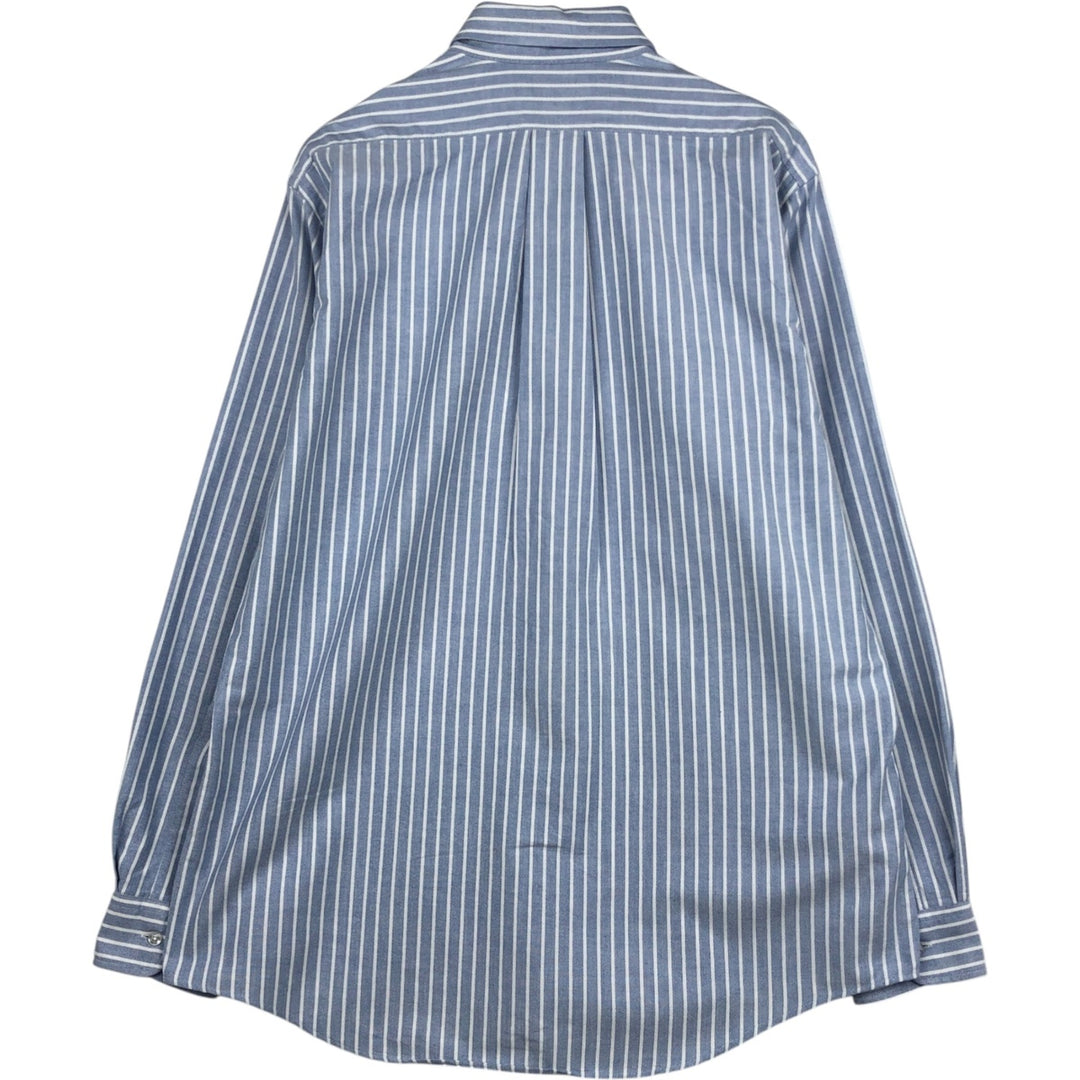 Vintage 80s-90'S LLBean long-sleeved button-down striped shirt, Made in USA, Men's XL cotton Blue type light blue Vintage Second Hand