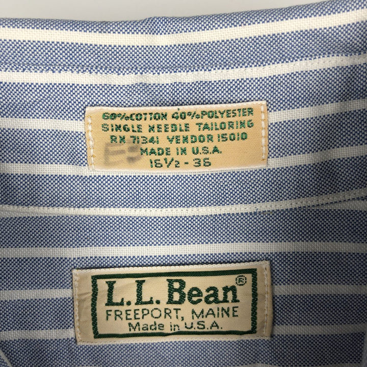 Vintage 80s-90'S LLBean long-sleeved button-down striped shirt, Made in USA, Men's XL cotton Blue type light blue Vintage Second Hand