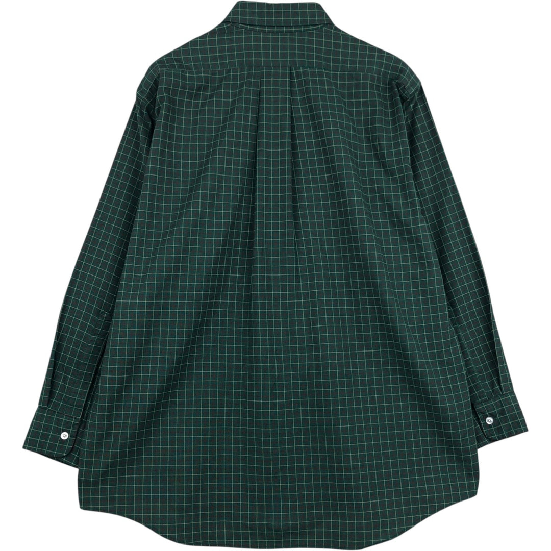 1980'S LL Bean Long-Sleeve Button-Down Check Shirt, Made in USA, Men's XXL (approx.), Vintage cotton green type Vintage Second Hand
