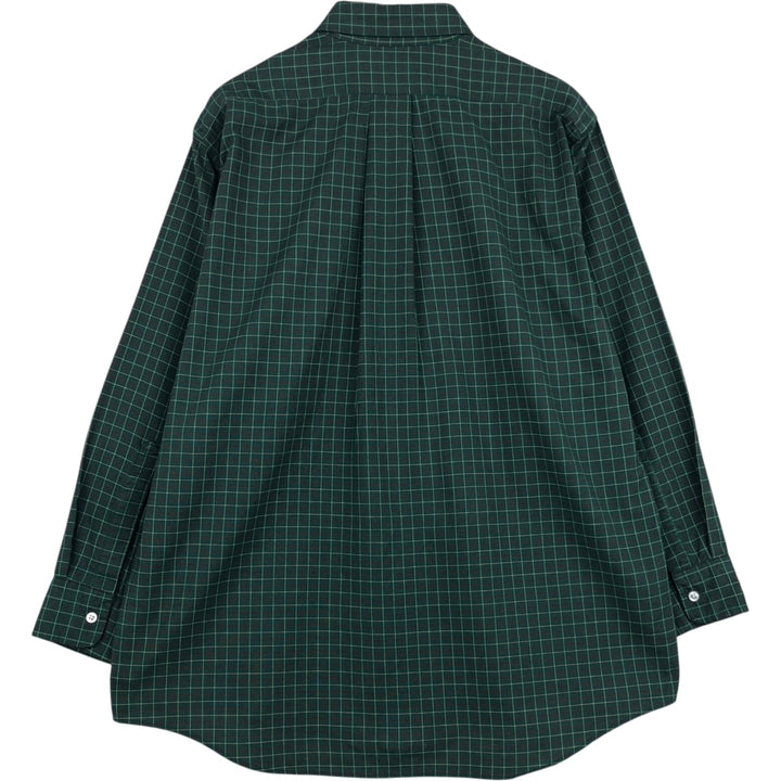 1980'S LL Bean Long-Sleeve Button-Down Check Shirt, Made in USA, Men's XXL (approx.), Vintage cotton green type Vintage Second Hand