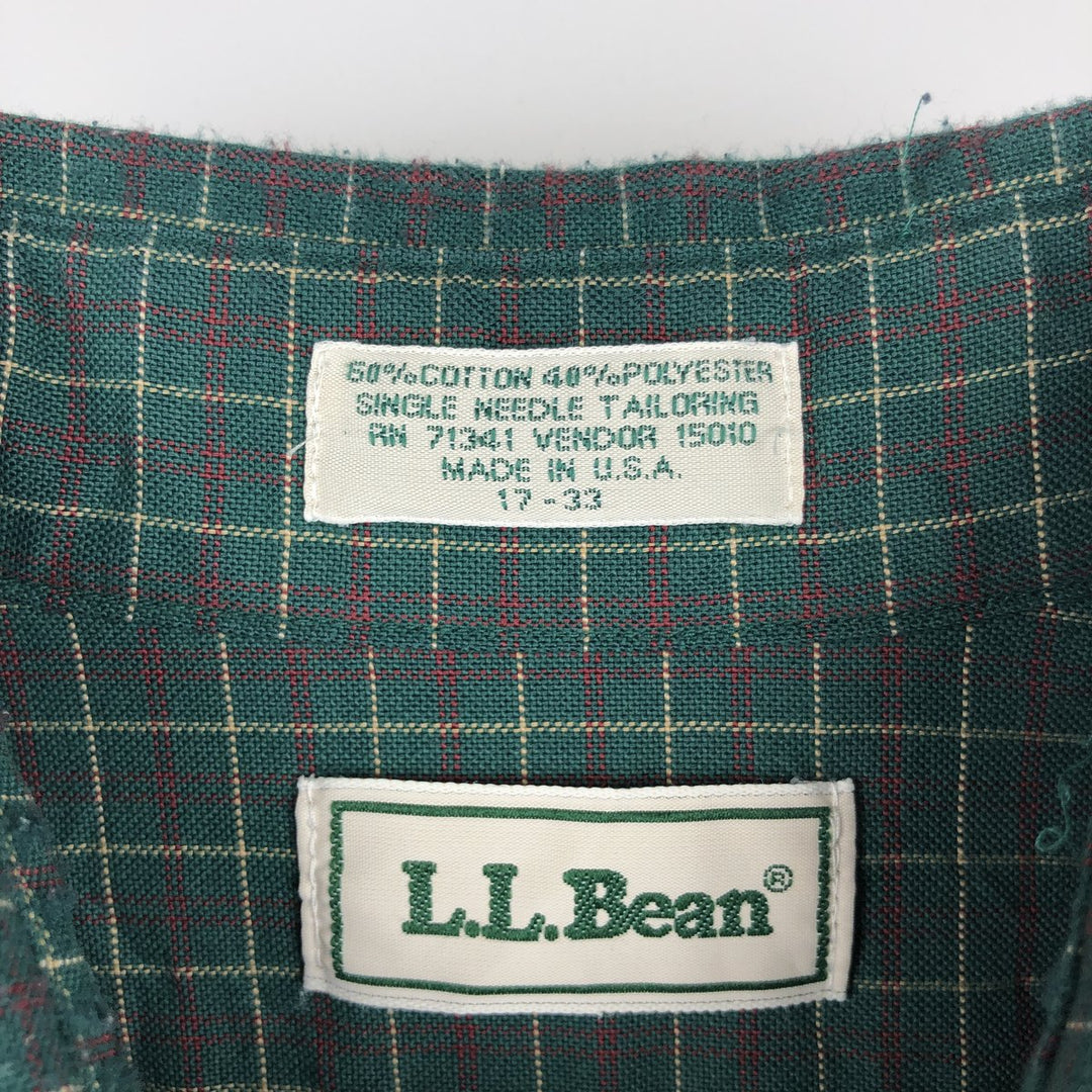 1980'S LL Bean Long-Sleeve Button-Down Check Shirt, Made in USA, Men's XXL (approx.), Vintage cotton green type Vintage Second Hand