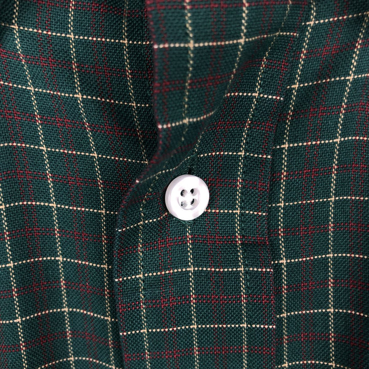 1980'S LL Bean Long-Sleeve Button-Down Check Shirt, Made in USA, Men's XXL (approx.), Vintage cotton green type Vintage Second Hand