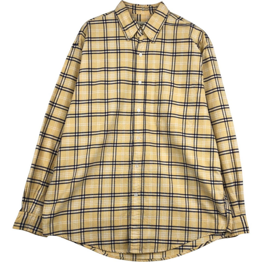 00'S Eddie Bauer long sleeve button-down check shirt, men's size M cotton lemon yellow Vintage Second Hand