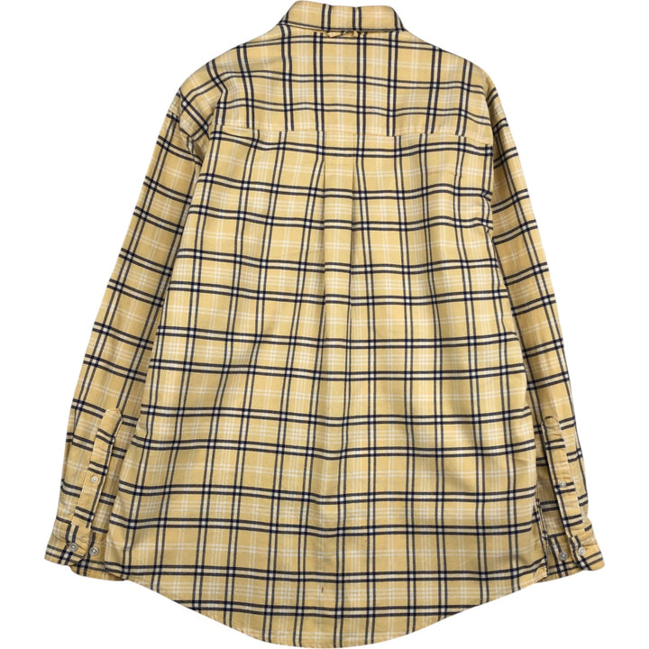 00'S Eddie Bauer long sleeve button-down check shirt, men's size M cotton lemon yellow Vintage Second Hand