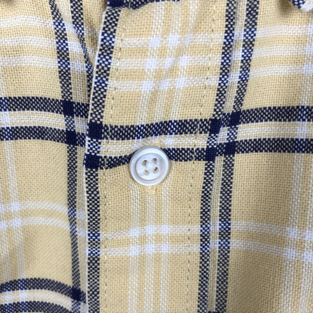 00'S Eddie Bauer long sleeve button-down check shirt, men's size M cotton lemon yellow Vintage Second Hand