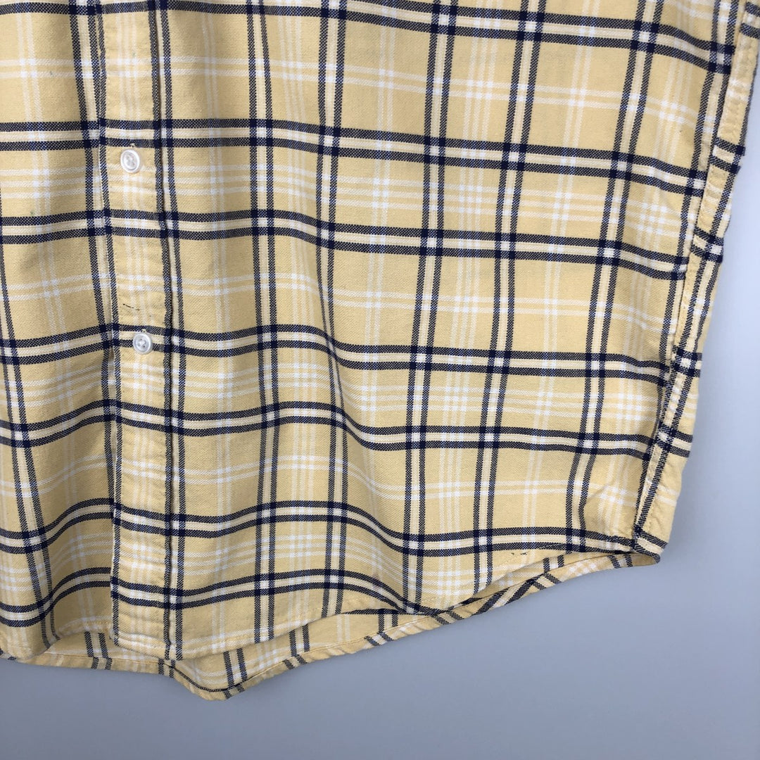 00'S Eddie Bauer long sleeve button-down check shirt, men's size M cotton lemon yellow Vintage Second Hand