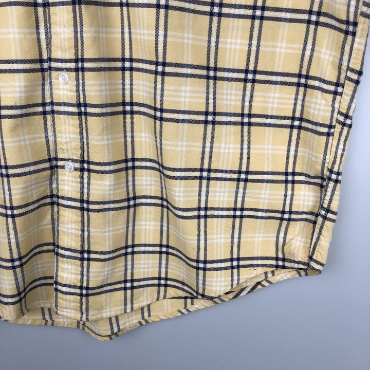 00'S Eddie Bauer long sleeve button-down check shirt, men's size M cotton lemon yellow Vintage Second Hand