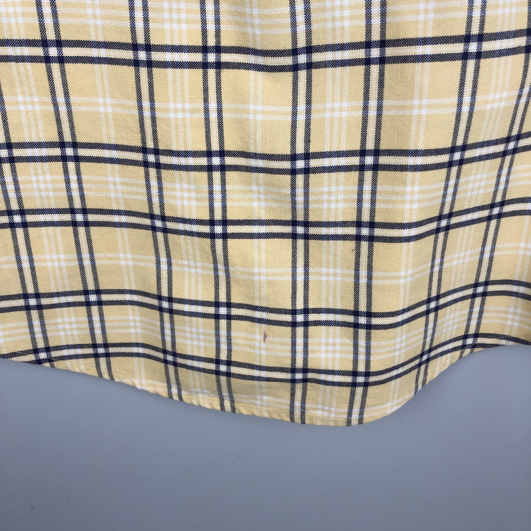 00'S Eddie Bauer long sleeve button-down check shirt, men's size M cotton lemon yellow Vintage Second Hand