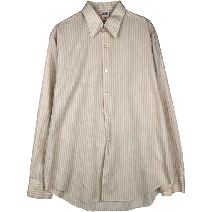 Herkules long-sleeved cotton striped shirt, men's size L equivalent, vintage. cotton Beige type Vintage Second Hand