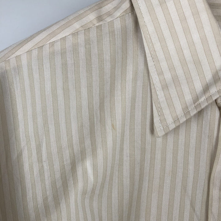 Herkules long-sleeved cotton striped shirt, men's size L equivalent, vintage. cotton Beige type Vintage Second Hand