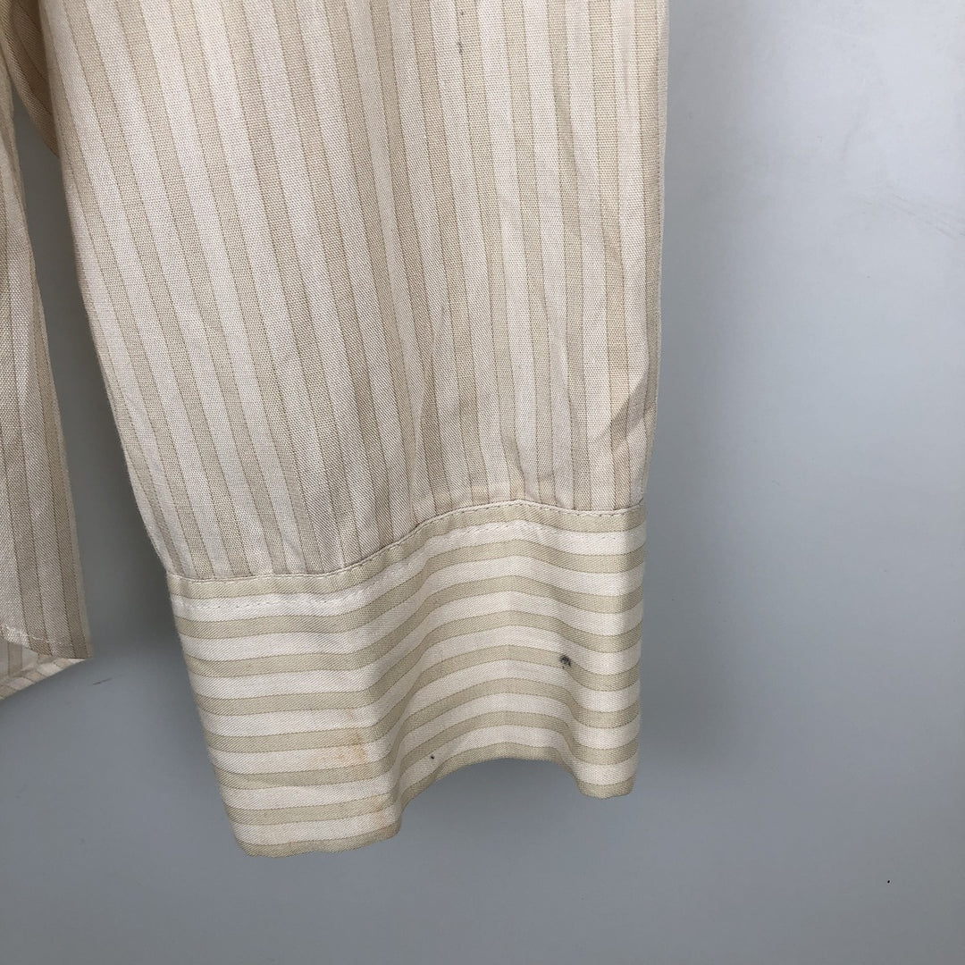 Herkules long-sleeved cotton striped shirt, men's size L equivalent, vintage. cotton Beige type Vintage Second Hand