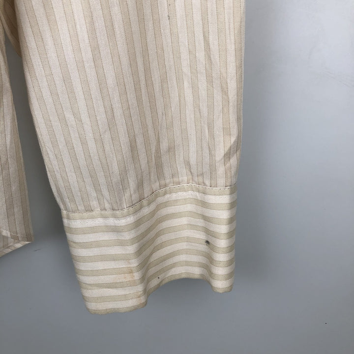 Herkules long-sleeved cotton striped shirt, men's size L equivalent, vintage. cotton Beige type Vintage Second Hand