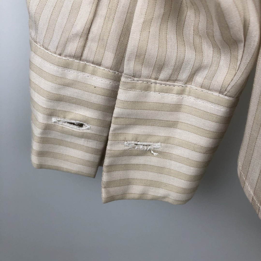Herkules long-sleeved cotton striped shirt, men's size L equivalent, vintage. cotton Beige type Vintage Second Hand