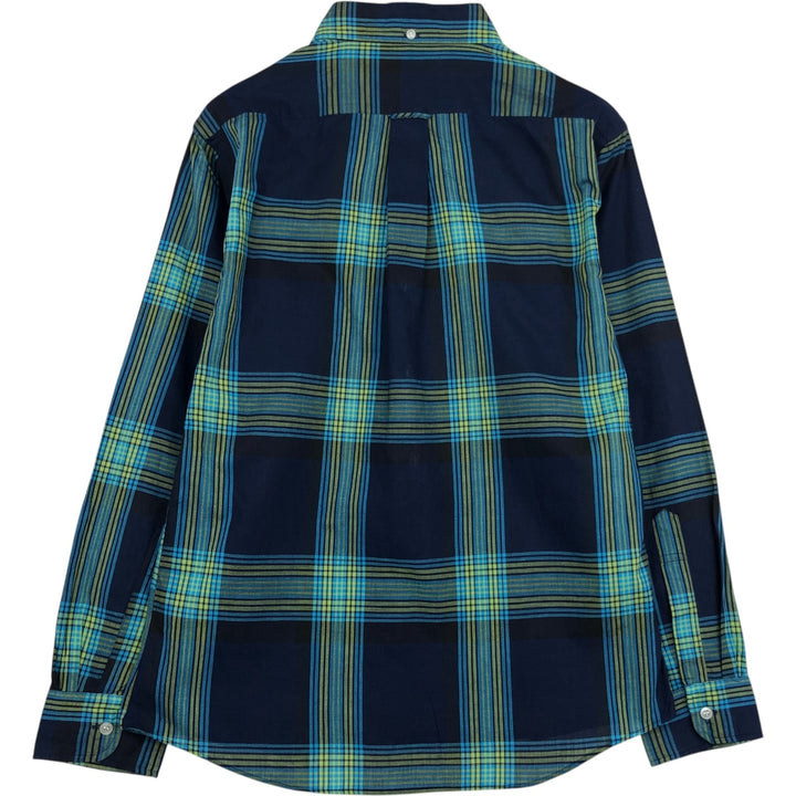 Westerfield Check Pattern Long-Sleeve Button-Down Check Shirt, Men's Size M (Equivalent), Vintage cotton navy blue type Vintage Second Hand