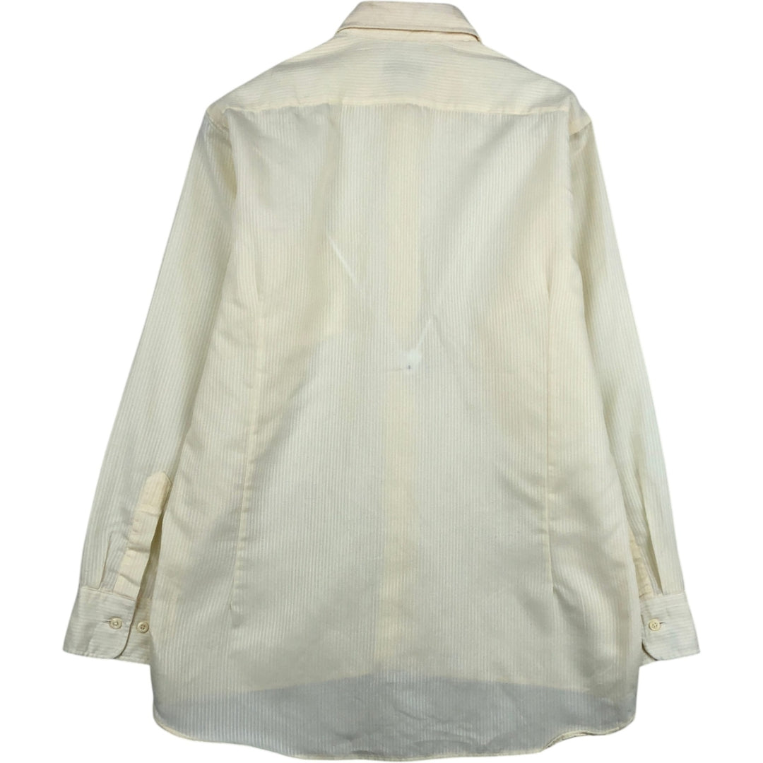 Christian Dior CHEMISES Long-Sleeve Poly-Cotton Striped Shirt, Regular Collar polyester yellow type Vintage Second Hand