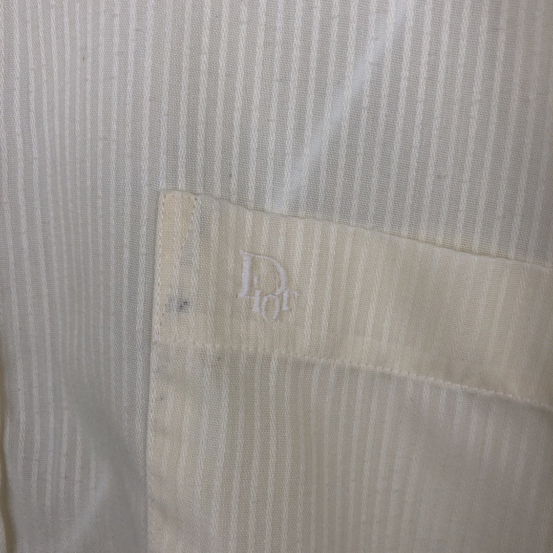Christian Dior CHEMISES Long-Sleeve Poly-Cotton Striped Shirt, Regular Collar polyester yellow type Vintage Second Hand