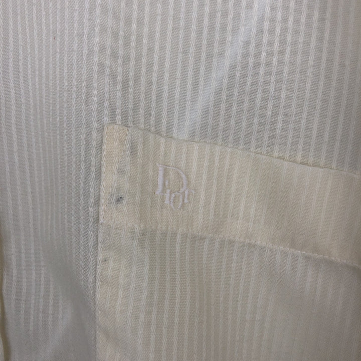 Christian Dior CHEMISES Long-Sleeve Poly-Cotton Striped Shirt, Regular Collar polyester yellow type Vintage Second Hand