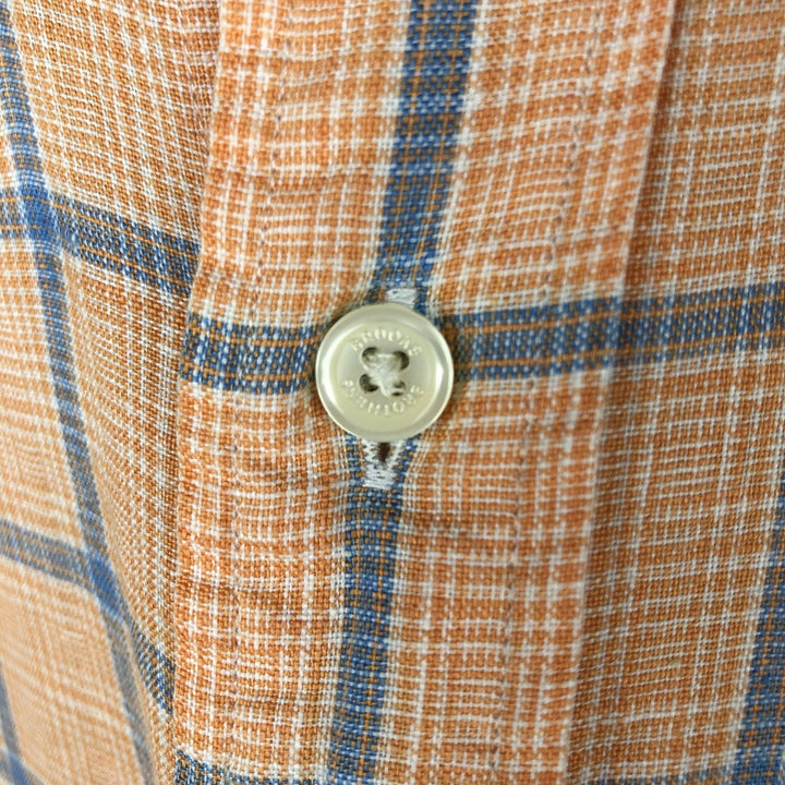 Brooks Brothers Est.1818 Check Pattern Long-Sleeve Button-Down Shirt, Men's Size M (approx.) linen orange type Vintage Second Hand