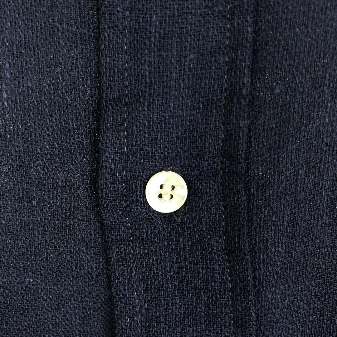 BRATEN Long-Sleeve Poly-Cotton Shirt, Men's Size XL (approx.) polyester navy blue type Vintage Second Hand
