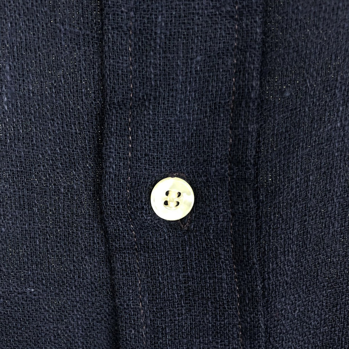 BRATEN Long-Sleeve Poly-Cotton Shirt, Men's Size XL (approx.) polyester navy blue type Vintage Second Hand