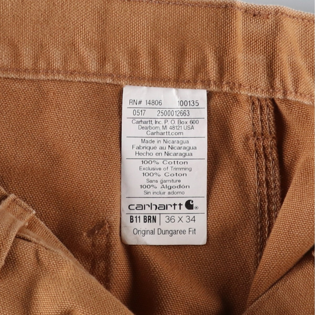 Carhartt Original Dungaree Fit Duck Painter Pants, Men's, W36 equivalent cotton brown type Vintage Second Hand