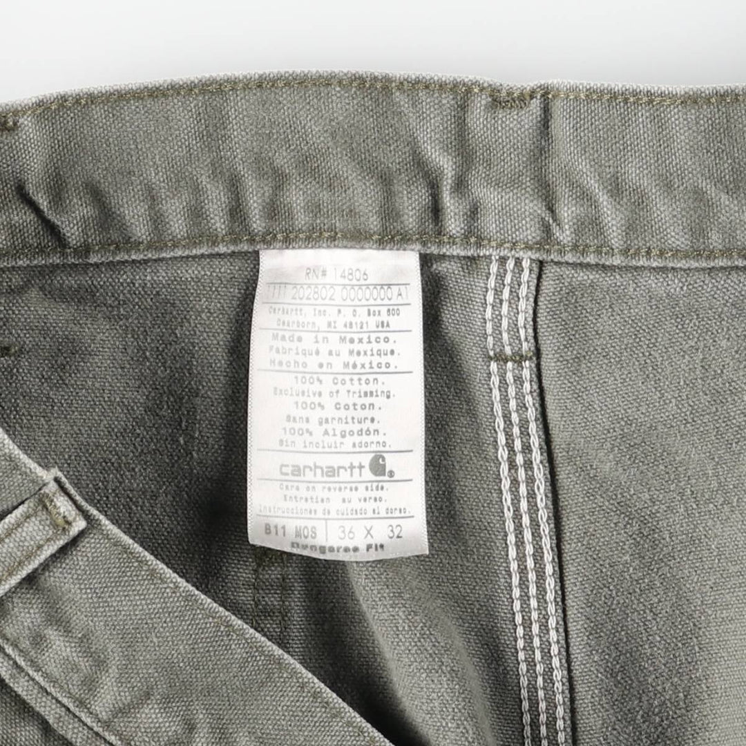 Carhartt Dungaree Fit Duck Painter Pants, Men's, W35 equivalent cotton Khaki type sage green Vintage Second Hand