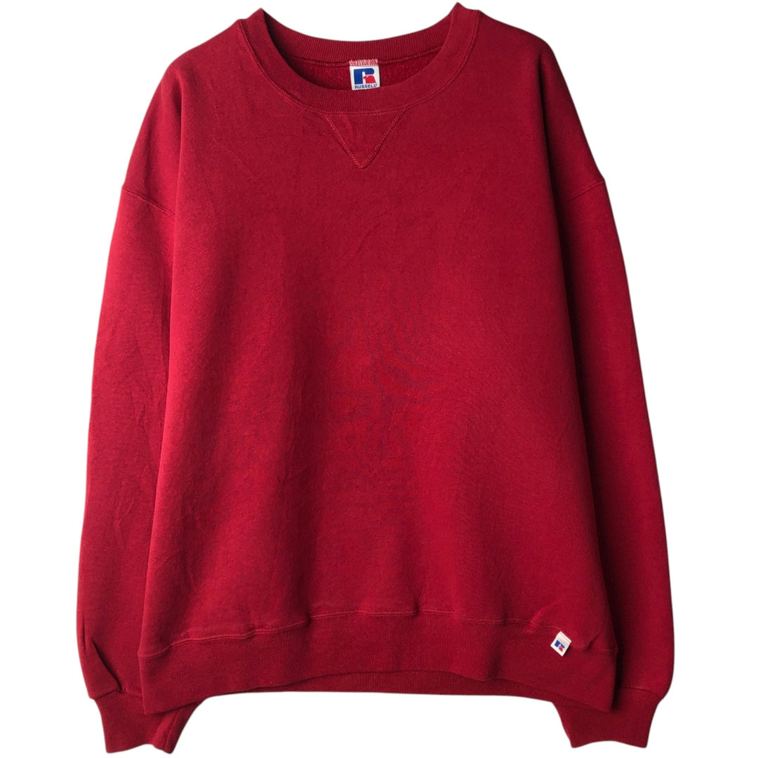 90'S Russell Athletic Plain Blank Sweatshirt, Men's Size L (Equivalent), Vintage cotton red type Vintage Second Hand