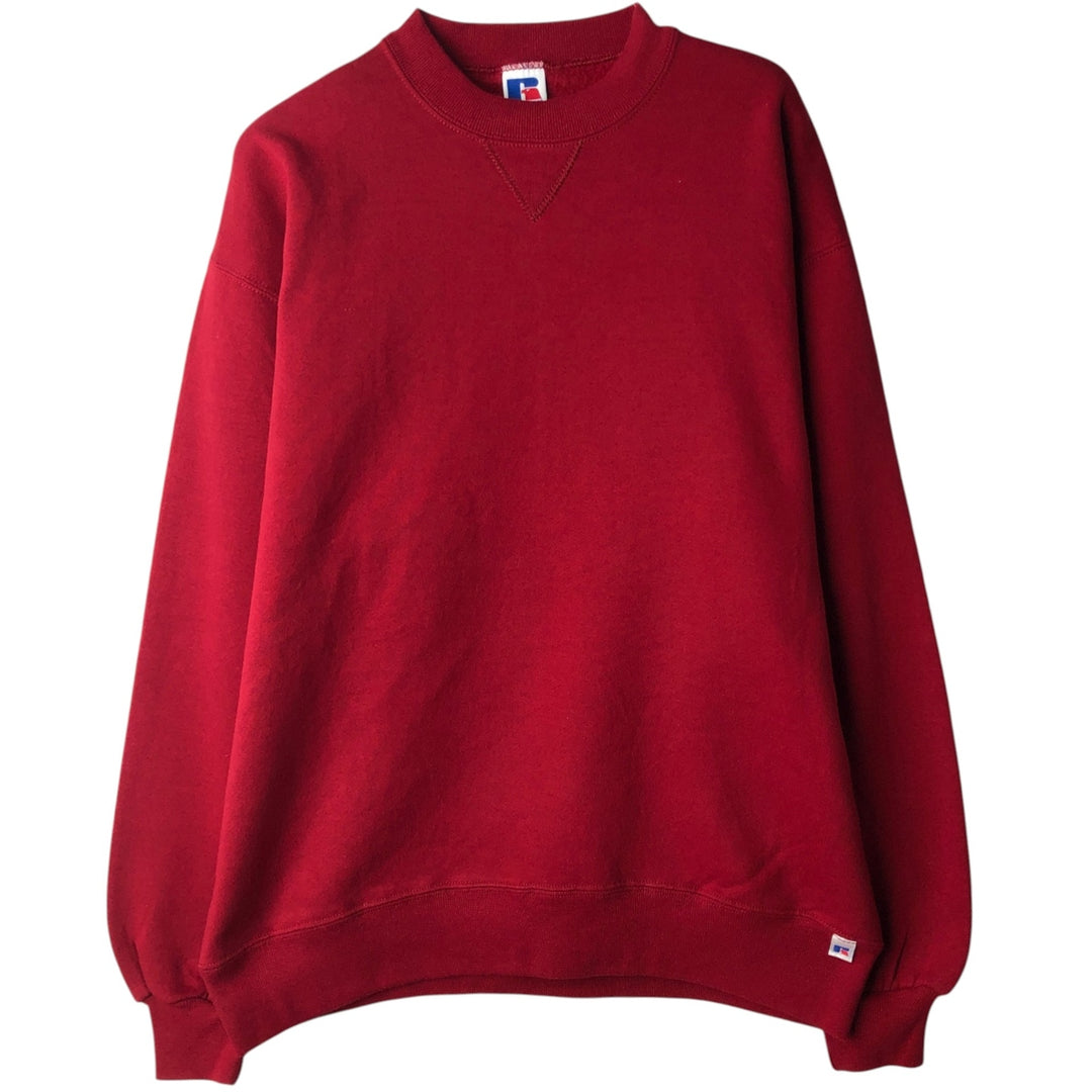 90'S Russell Athletic Plain Blank Sweatshirt, Made in USA, Men's Size L (approx.), Long Sleeve, Vintage cotton red type Vintage Second Hand
