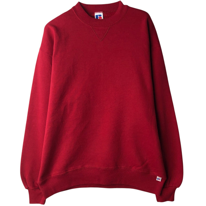 90'S Russell Athletic Plain Blank Sweatshirt, Made in USA, Men's Size L (approx.), Long Sleeve, Vintage cotton red type Vintage Second Hand