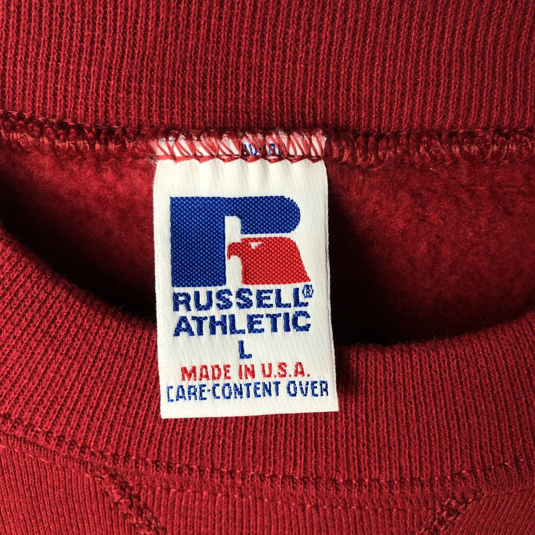 90'S Russell Athletic Plain Blank Sweatshirt, Made in USA, Men's Size L (approx.), Long Sleeve, Vintage cotton red type Vintage Second Hand