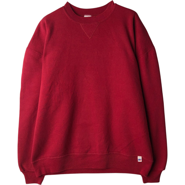 90'S Russell Athletic Plain Blank Sweatshirt, Made in USA, Men's XL (approx.), Long Sleeve, Vintage cotton red type Vintage Second Hand
