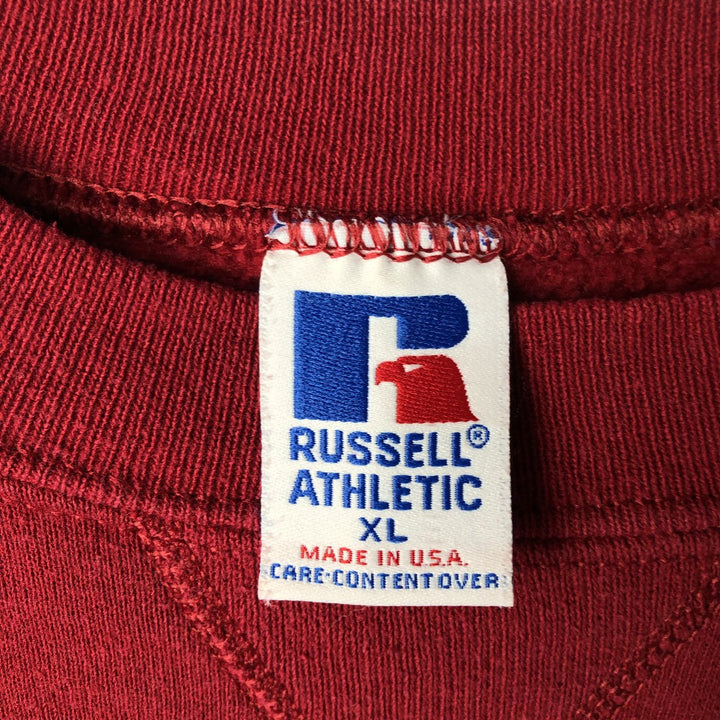 90'S Russell Athletic Plain Blank Sweatshirt, Made in USA, Men's XL (approx.), Long Sleeve, Vintage cotton red type Vintage Second Hand