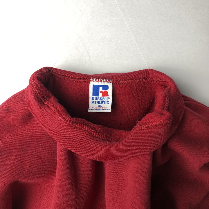 90'S Russell Athletic Plain Blank Sweatshirt, Made in USA, Men's XL (approx.), Long Sleeve, Vintage cotton red type Vintage Second Hand