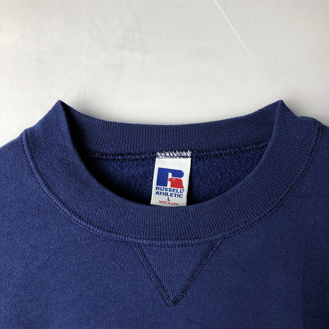 Vintage 90'S Russell ATHLETIC blank sweatshirt, made in the USA, size L, men's cotton navy blue type Vintage Second Hand