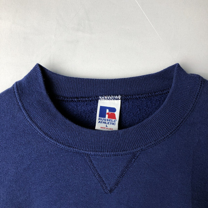 Vintage 90'S Russell ATHLETIC blank sweatshirt, made in the USA, size L, men's cotton navy blue type Vintage Second Hand
