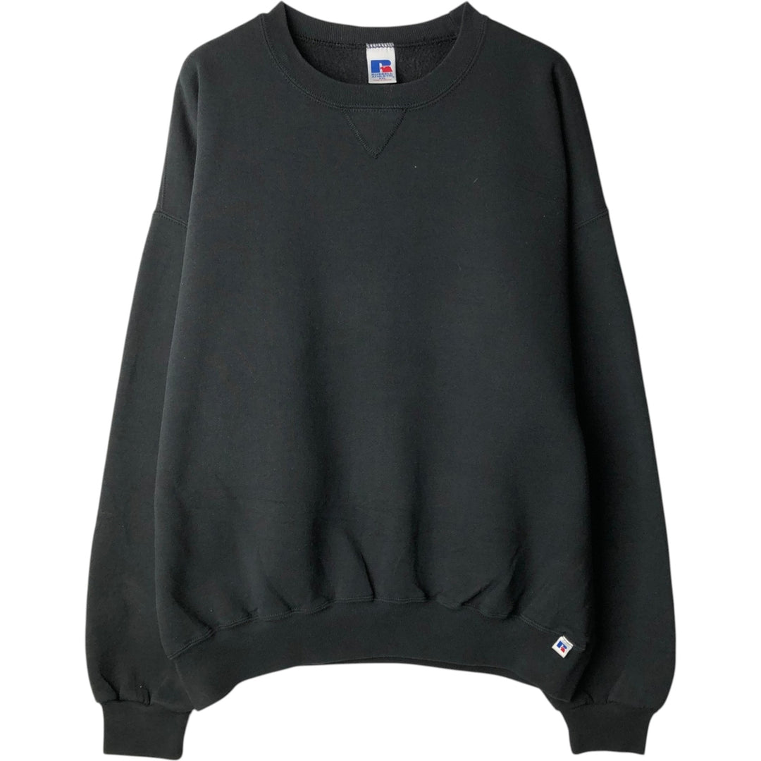 90'S Russell Athletic Plain Blank Sweatshirt, Men's XXL equivalent, Vintage cotton black type Vintage Second Hand