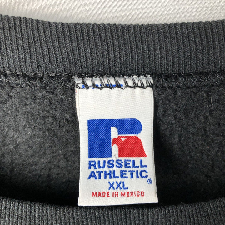 90'S Russell Athletic Plain Blank Sweatshirt, Men's XXL equivalent, Vintage cotton black type Vintage Second Hand