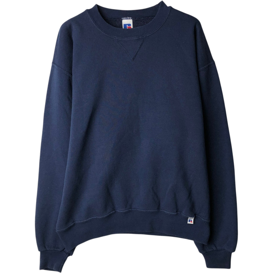 90'S Russell Athletic Plain Blank Sweatshirt, Men's Size L (Equivalent), Vintage cotton navy blue type Vintage Second Hand