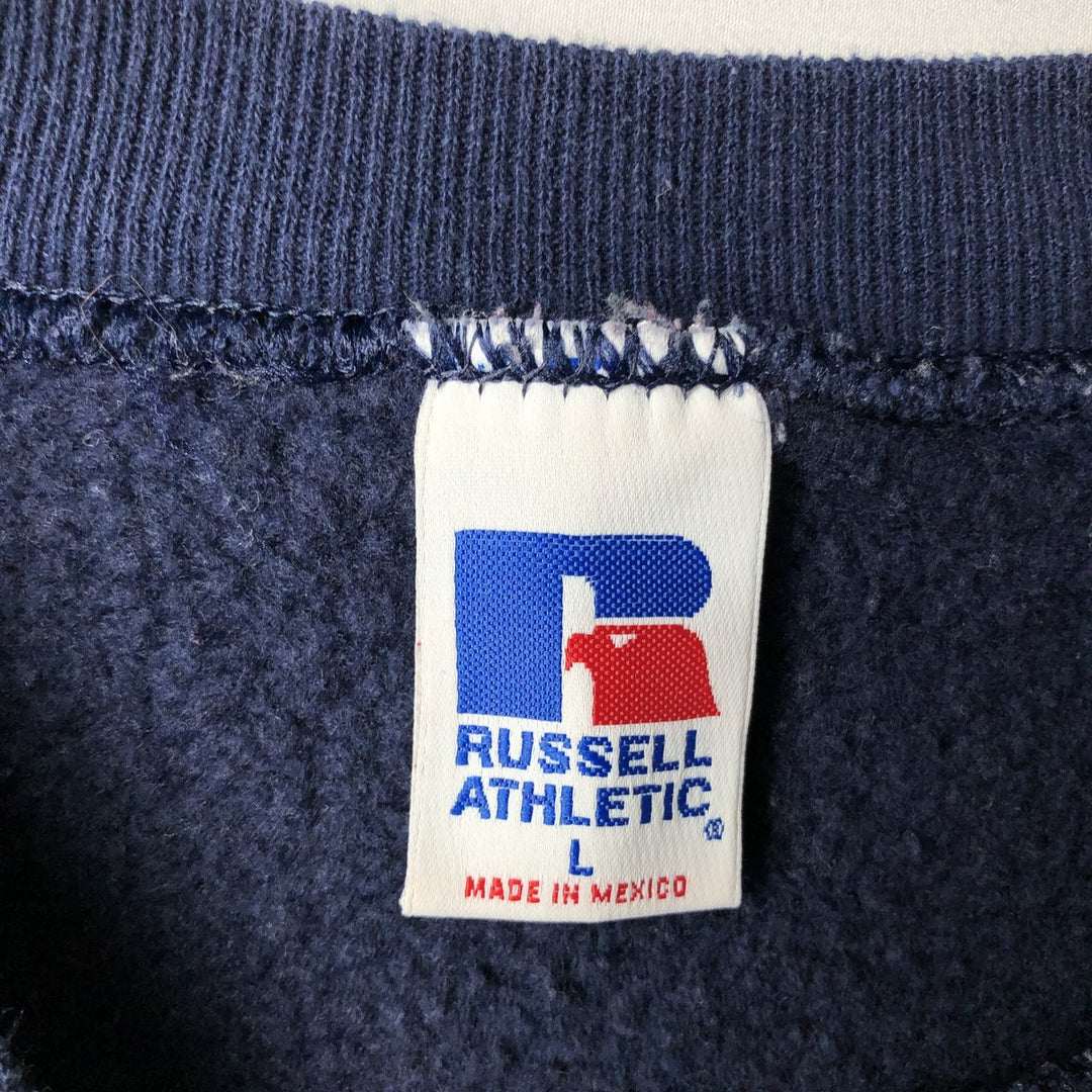 90'S Russell Athletic Plain Blank Sweatshirt, Men's Size L (Equivalent), Vintage cotton navy blue type Vintage Second Hand
