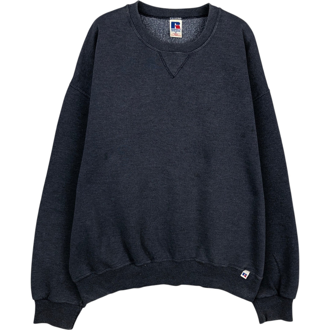 90'S Russell Athletic Plain Blank Sweatshirt, Men's Size XL (Equivalent), Vintage polyester Charcoal Vintage Second Hand