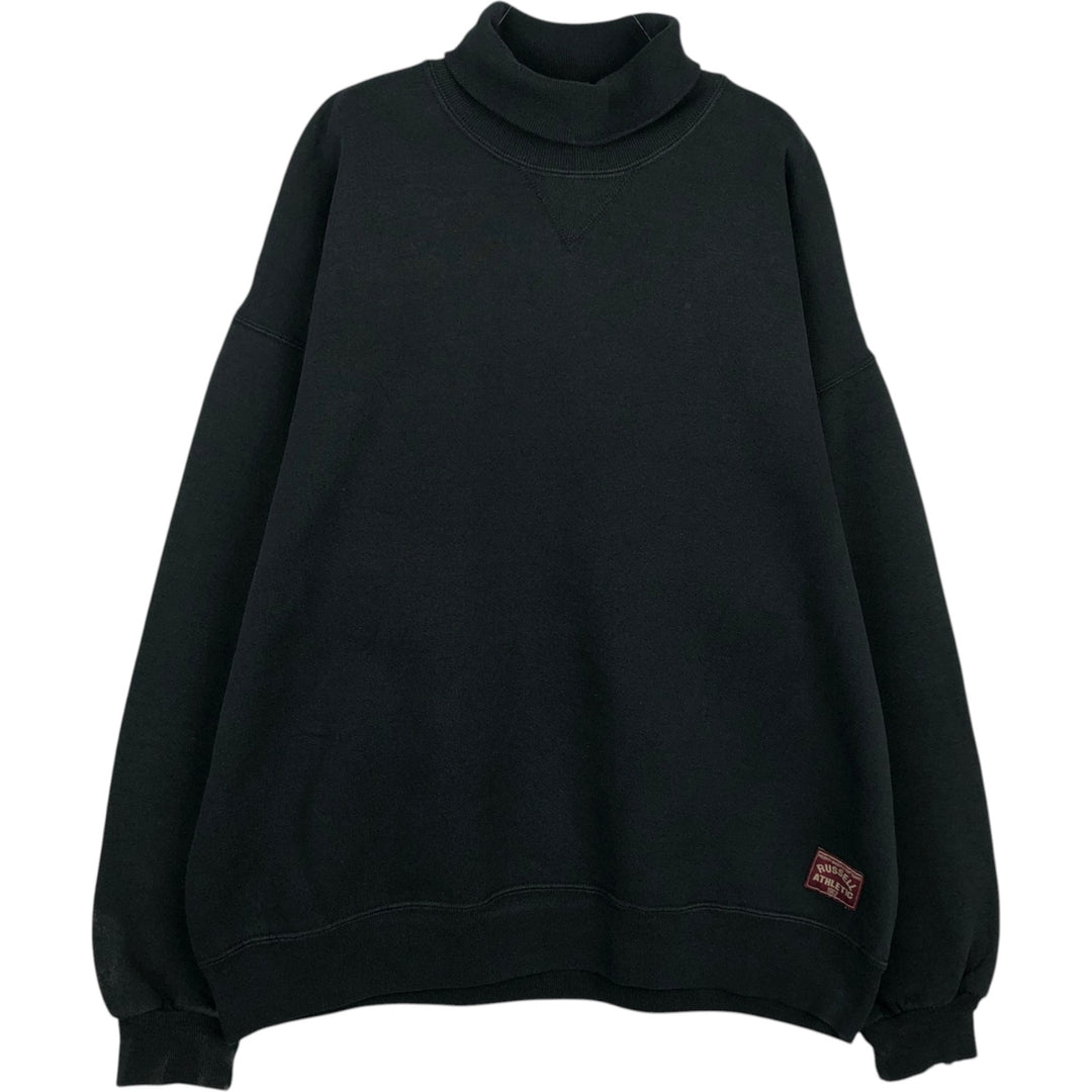 Russell Athletic Plain Turtleneck Blank Sweatshirt, Made in USA, Men's Size XL (approx.) cotton black type Vintage Second Hand
