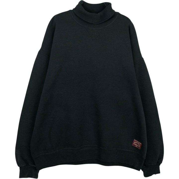Russell Athletic Plain Turtleneck Blank Sweatshirt, Made in USA, Men's Size XL (approx.) cotton black type Vintage Second Hand