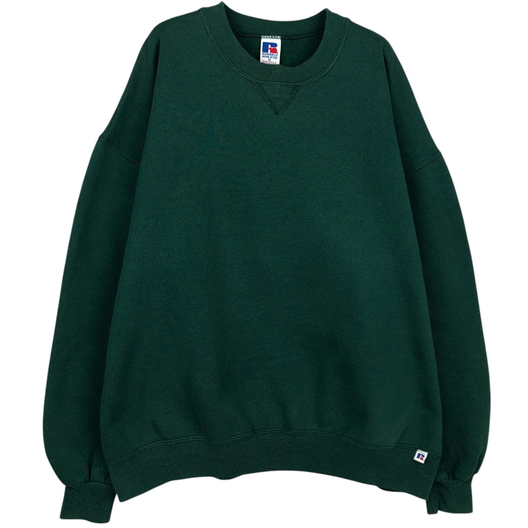 90'S Russell plain blank sweatshirt, sweatshirt, made in USA, men's XL size, vintage cotton green type Vintage Second Hand