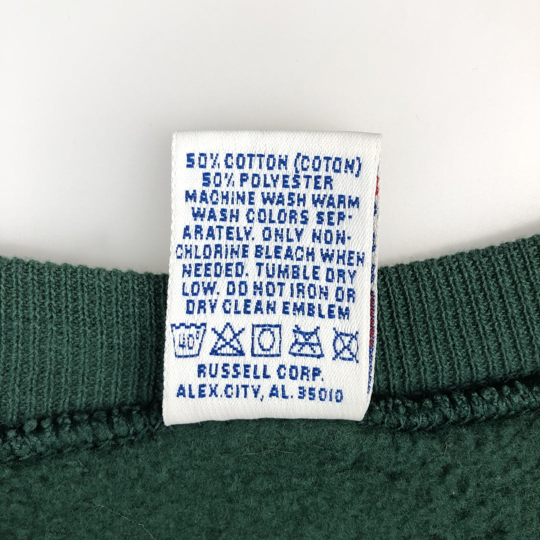90'S Russell plain blank sweatshirt, sweatshirt, made in USA, men's XL size, vintage cotton green type Vintage Second Hand