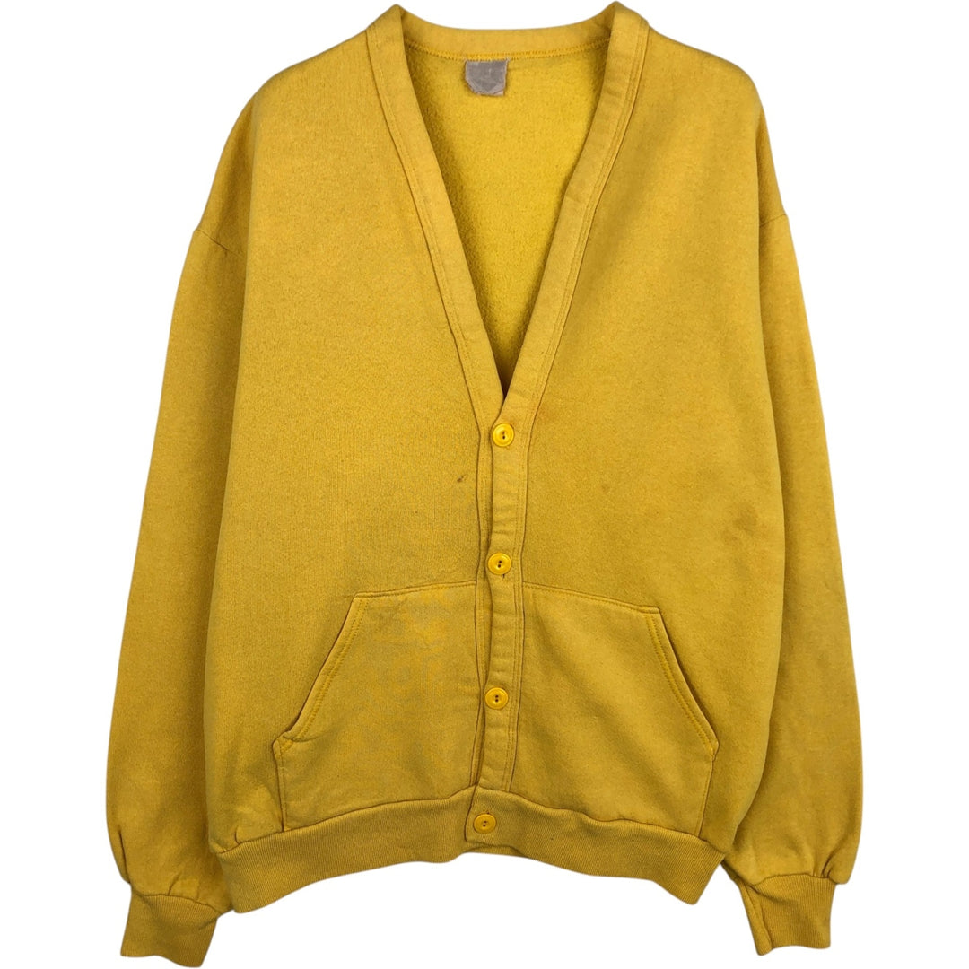 Men's Sweatshirt Cardigan (Size XL) cotton yellow type Vintage Second Hand