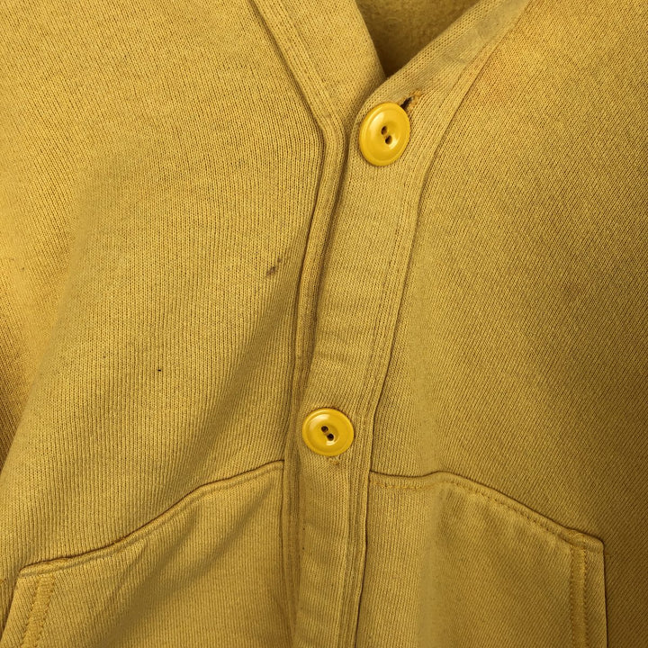 Men's Sweatshirt Cardigan (Size XL) cotton yellow type Vintage Second Hand