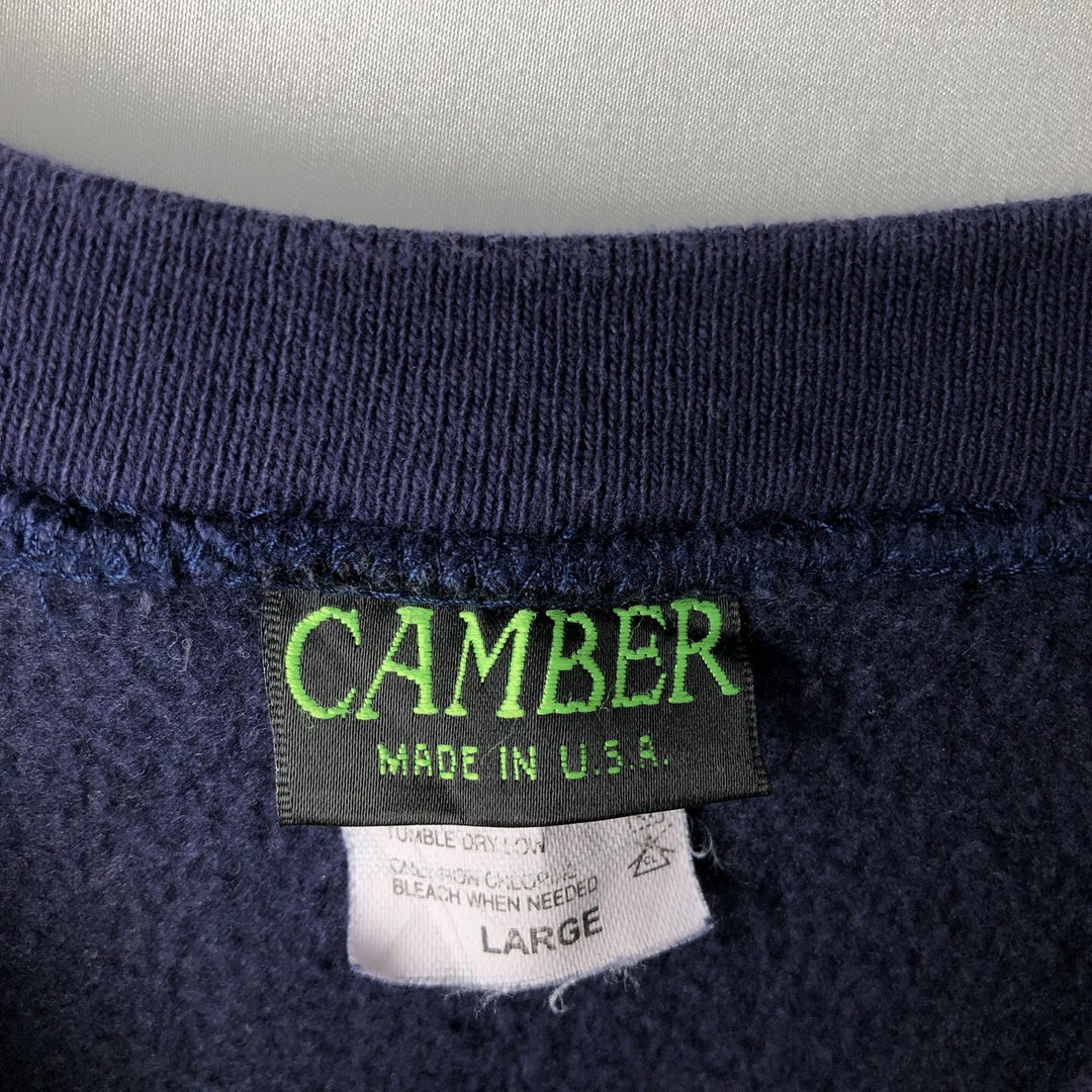 90'S CAMBER Plain Blank Sweatshirt, Made in USA, Men's Size L (Equivalent), Vintage cotton navy blue type Vintage Second Hand